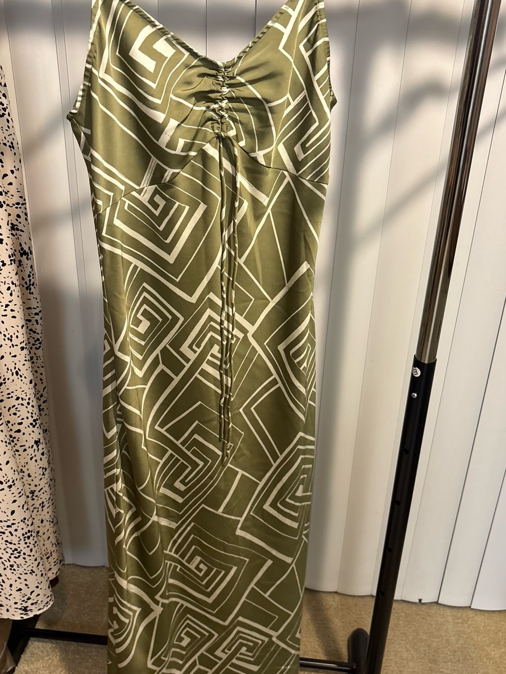 Blu Pepper Olive and White Geometric Maxi Skirt